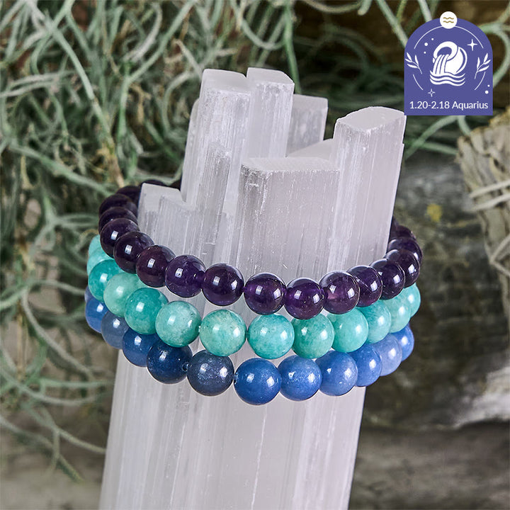Olivenorma Aquarius - Jan 20 - Feb 18 - Zodiac Astrology Crystal Bracelet Set - Aquarius Bracelet Set - 10mm - image 0