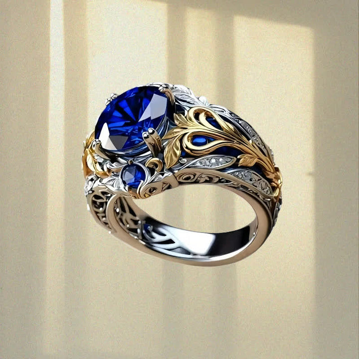 Olivenorma Blue Gold Sapphire Crystal Two Tone Ring - image 4