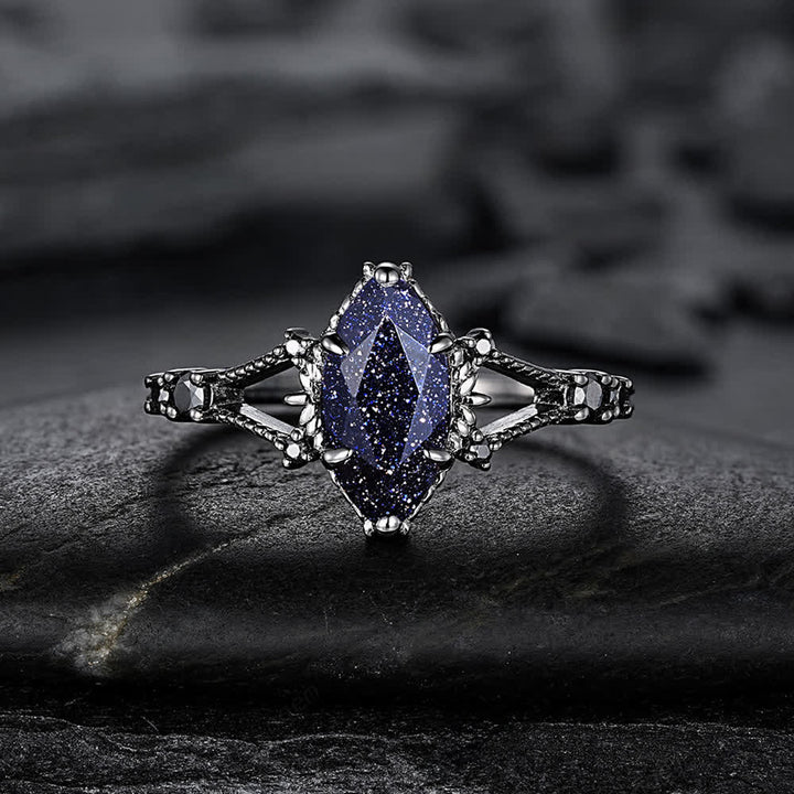 FREE Today: Black Gold 3Pcs Marquise Cut Blue Sandstone Ring - image 7