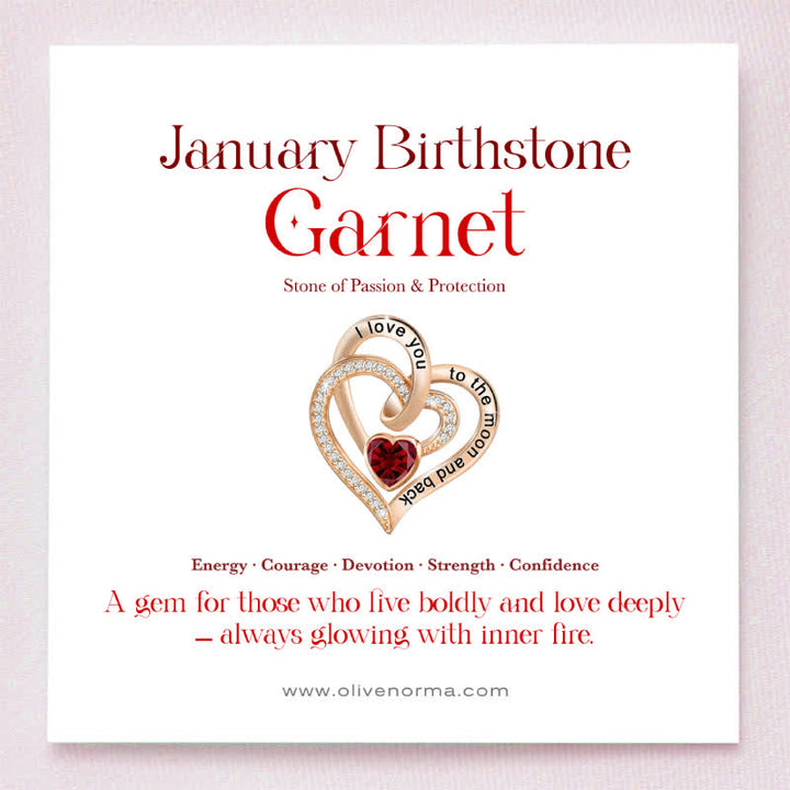 FREE Today: "I Love You to the Moon and Back" – Eternal Hearts Birthstone Necklace - Rosegold - January - Card Style Two - image 32