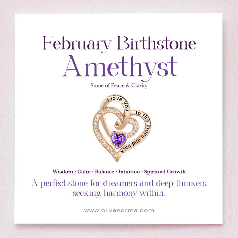 FREE Today: "I Love You to the Moon and Back" – Eternal Hearts Birthstone Necklace - Rosegold - February - Card Style Two - image 37