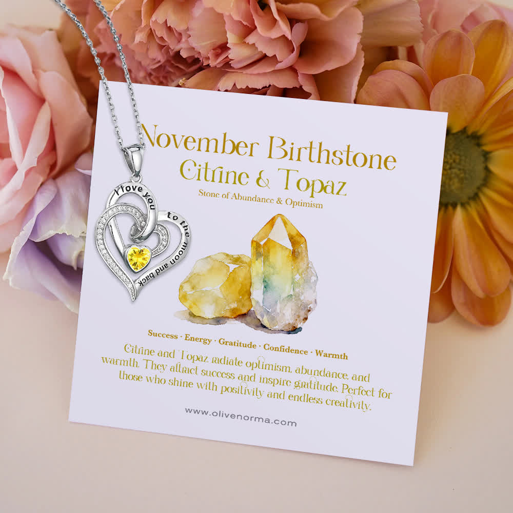 FREE Today: "I Love You to the Moon and Back" – Eternal Hearts Birthstone Necklace - Silver - November - Card Style One - image 16