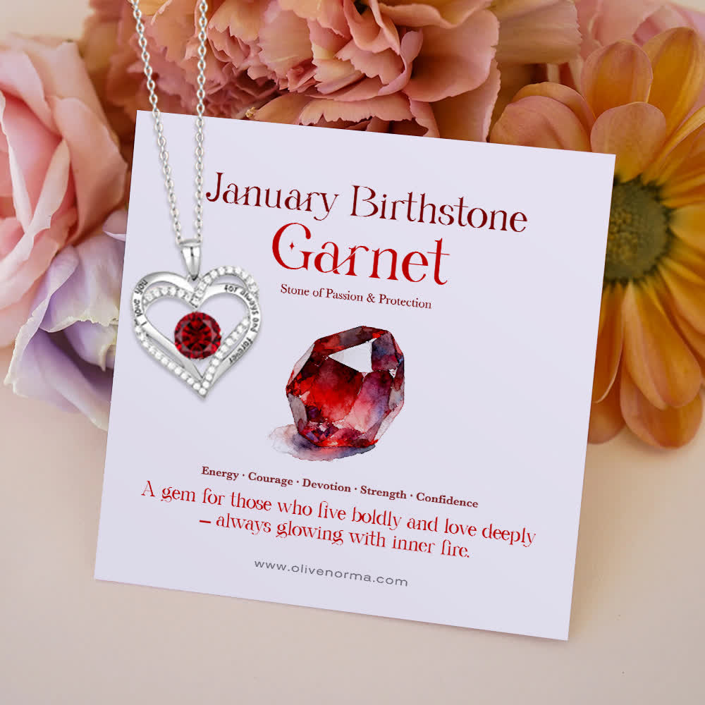 FREE Today: "I Love You Always and Forever" – Forever Love Birthstone Heart Necklace - Silver - January - With Birthstone Card - image 2