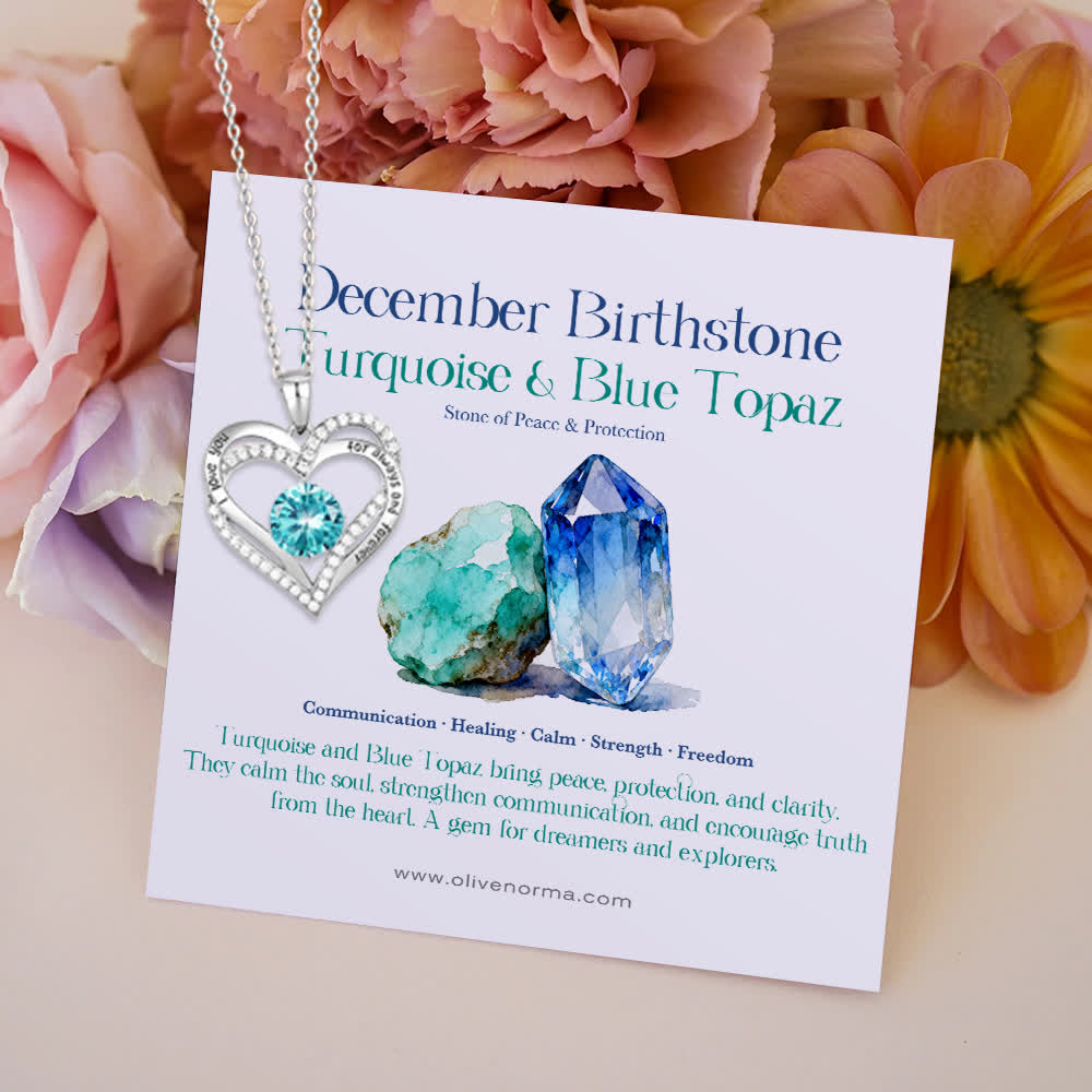 Olivenorma "I Love You Always and Forever" – Forever Love Birthstone Heart Necklace - Silver - December - With Birthstone Card - image 24