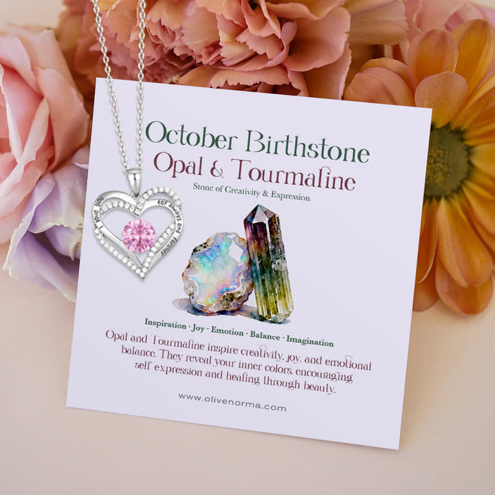 FREE Today: "I Love You Always and Forever" – Forever Love Birthstone Heart Necklace - Silver - October - With Birthstone Card - image 23