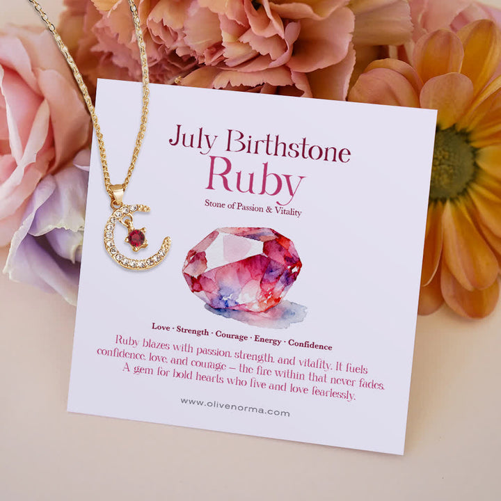 FREE Today: Month Birthstone Star Creative Gift Card Necklace - July-Red Zircon - With Birthstone Card - image 6