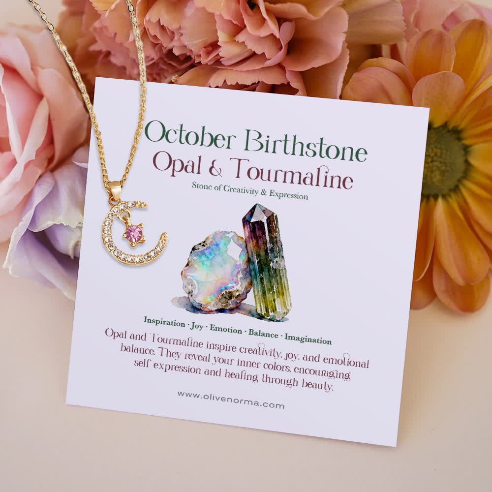 FREE Today: Month Birthstone Star Creative Gift Card Necklace - October-Pink Zircon - With Birthstone Card - image 9