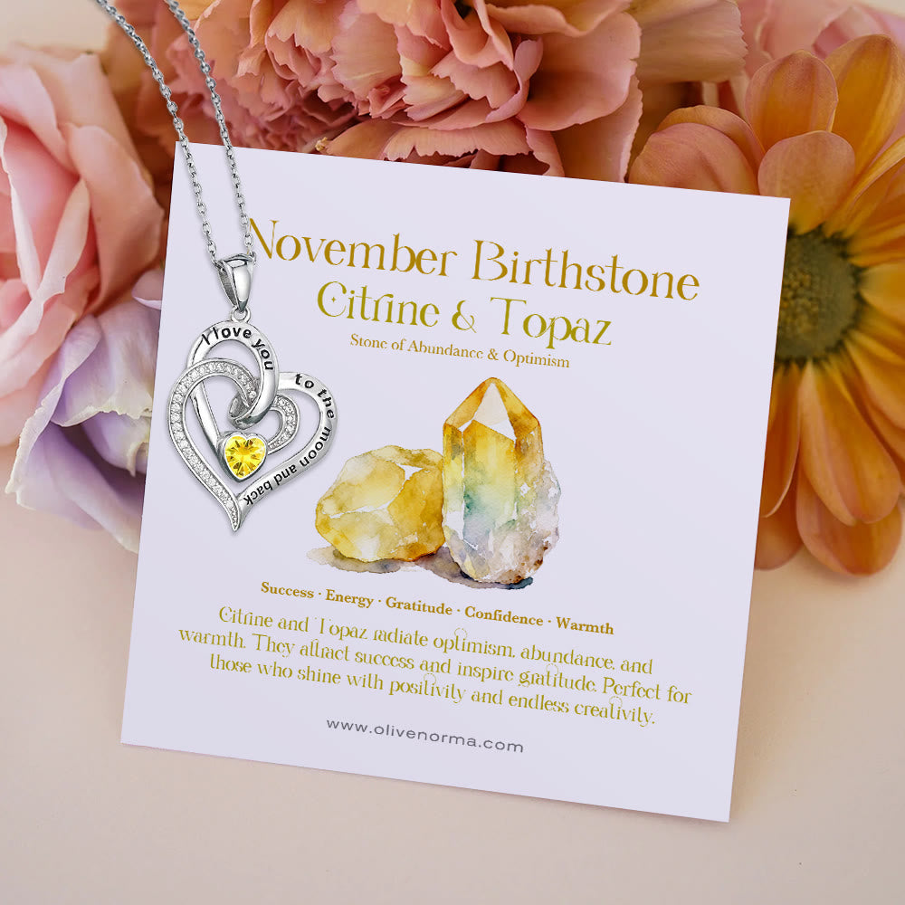 Olivenorma Hearts and Hearts Birthstone Gift Card Necklace - Silver - November - With Birthstone Card - image 23