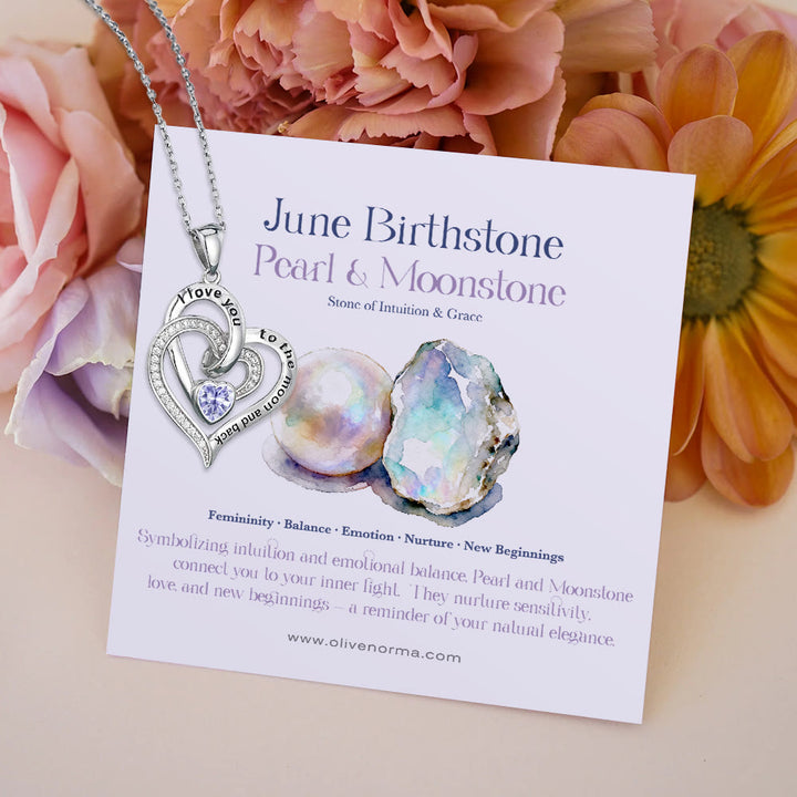 Olivenorma Hearts and Hearts Birthstone Gift Card Necklace - Silver - June - With Birthstone Card - image 13