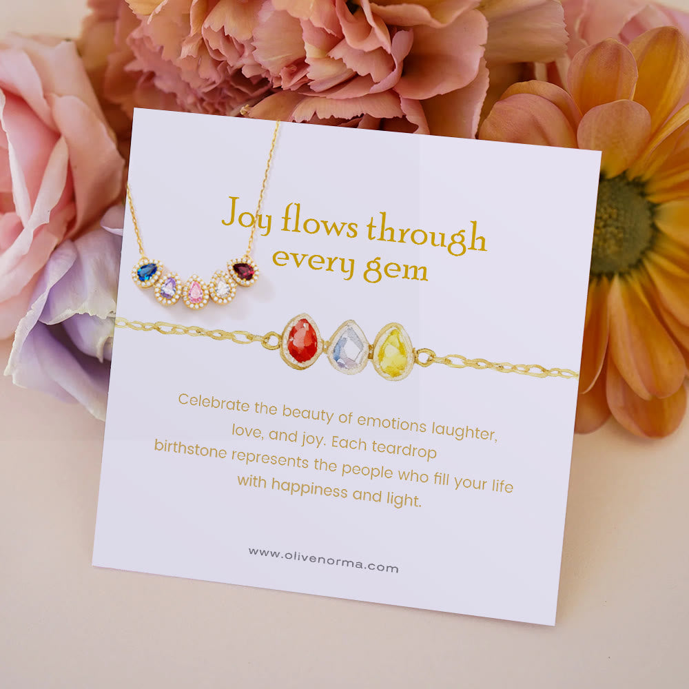 Olivenorma Tears Of Joy 1-8 Teardrop Birthstone Gift Card Necklace - Rose Gold - 8 Birthstones - With Gift Card - image 0