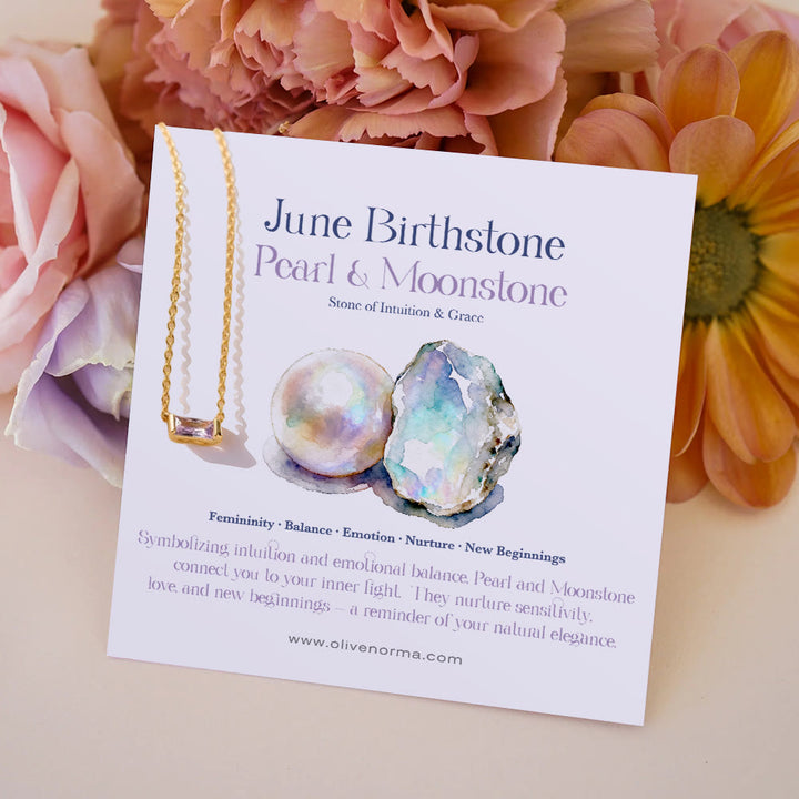 Olivenorma Simple Rectangular Birthstone Pendant Stainless Steel  Gift Card Necklace - Alexandrite - With Birthstone Card - image 8