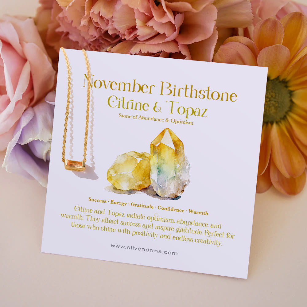 Olivenorma Simple Rectangular Birthstone Pendant Stainless Steel  Gift Card Necklace - Blue Zircon - With Birthstone Card - image 14