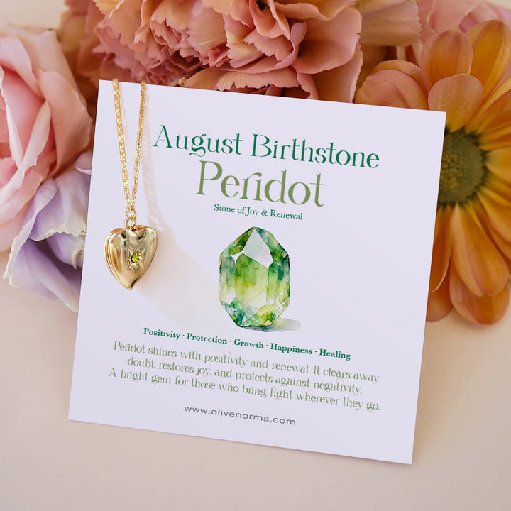 Olivenorma "Shine in My Heart"-Birthstone Heart Album Gift Card  Necklace - August & Peridot - With Birthstone Card - image 10