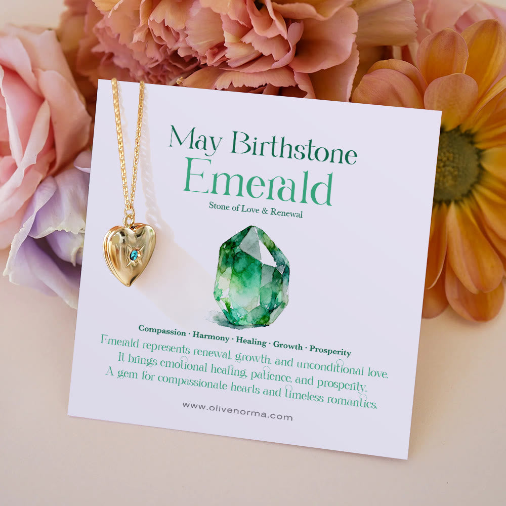 Olivenorma "Shine in My Heart"-Birthstone Heart Album Gift Card  Necklace - May & Paraiba Tourmaline - With Birthstone Card - image 8