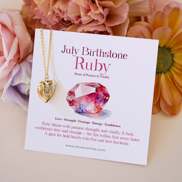 Olivenorma "Shine in My Heart"-Birthstone Heart Album Gift Card  Necklace - July & Tourmaline - With Birthstone Card - image 9