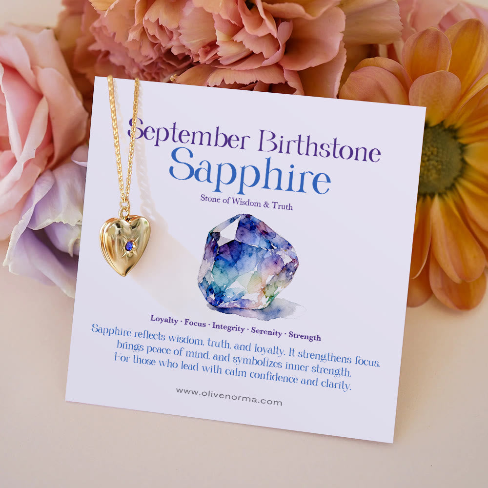 Olivenorma "Shine in My Heart"-Birthstone Heart Album Gift Card  Necklace - September & Sapphire - With Birthstone Card - image 11