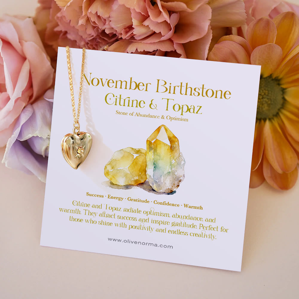 Olivenorma "Shine in My Heart"-Birthstone Heart Album Gift Card  Necklace - November & Citrine - With Birthstone Card - image 10