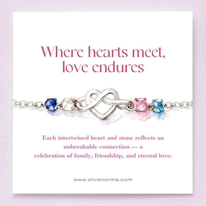 Olivenorma Personalized 1-8 Birthstones Heart Knot Gift Card Bracelet - image 1