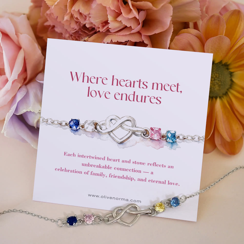 Olivenorma Personalized 1-8 Birthstones Heart Knot Gift Card Bracelet - image 3