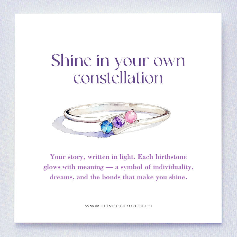 Olivenorma S925 Sterling Silver Birthstone Diamond Gift Card Ring - image 1