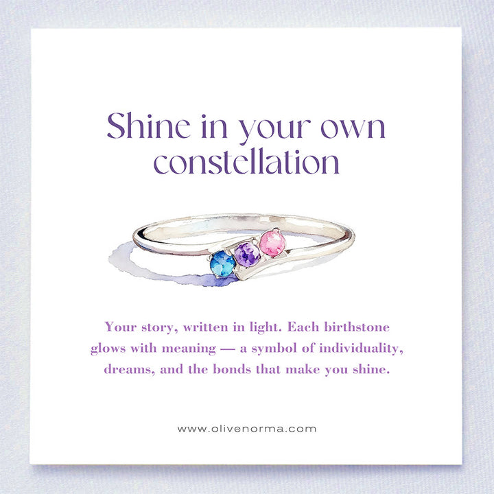 Olivenorma S925 Sterling Silver Birthstone Diamond Gift Card Ring - image 1