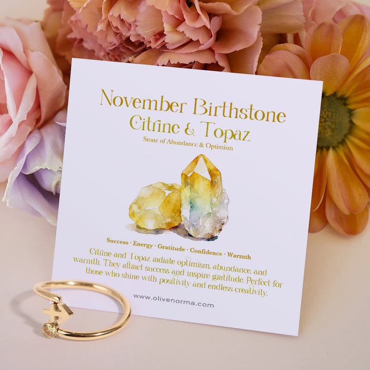 Olivenorma Zodiac Birthstone Gift Card Ring - November/Sagittarius - Citrine - With Birthstone Card - image 20