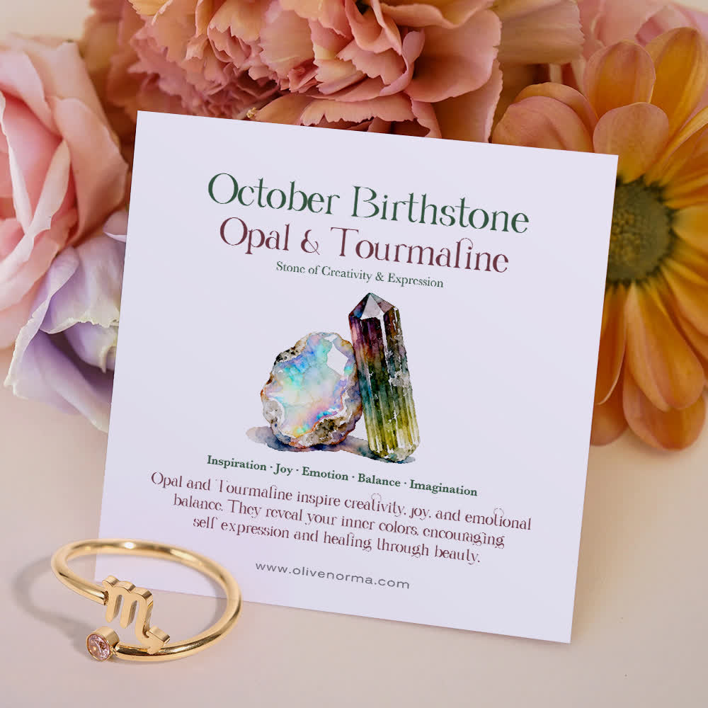FREE Today: Zodiac Birthstone Gift Card Ring - October/Scorpio - Rose Quartz - With Birthstone Card - image 18