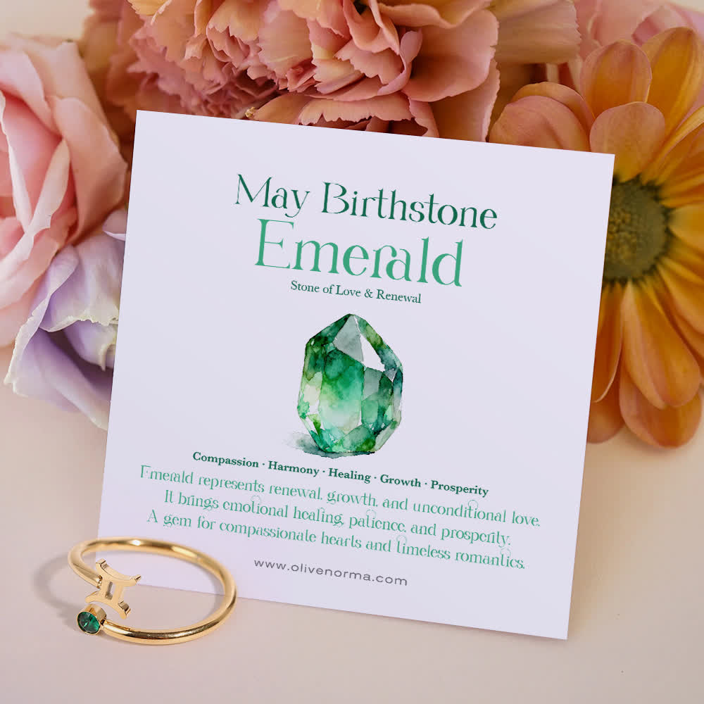 FREE Today: Zodiac Birthstone Gift Card Ring - May/Gemini - Emerald - With Birthstone Card - image 0