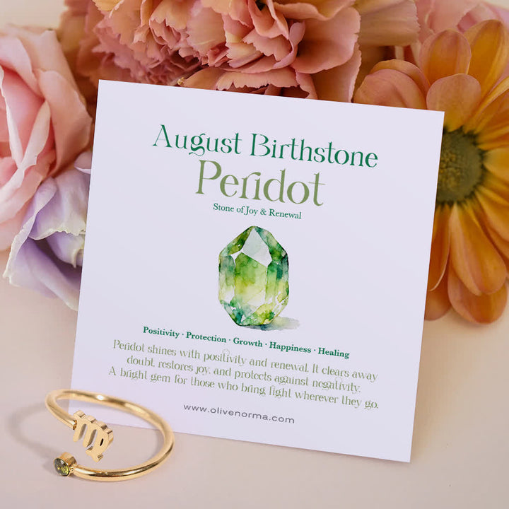 Olivenorma Zodiac Birthstone Gift Card Ring - August/Virgo - Peridot - With Birthstone Card - image 17