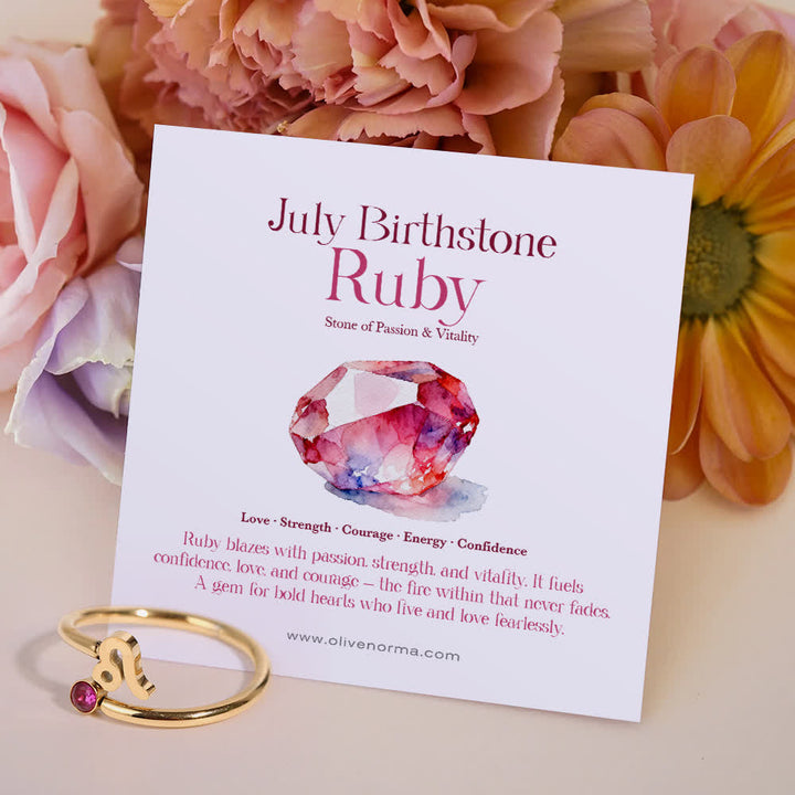 FREE Today: Zodiac Birthstone Gift Card Ring - July/Leo - Ruby - With Birthstone Card - image 12
