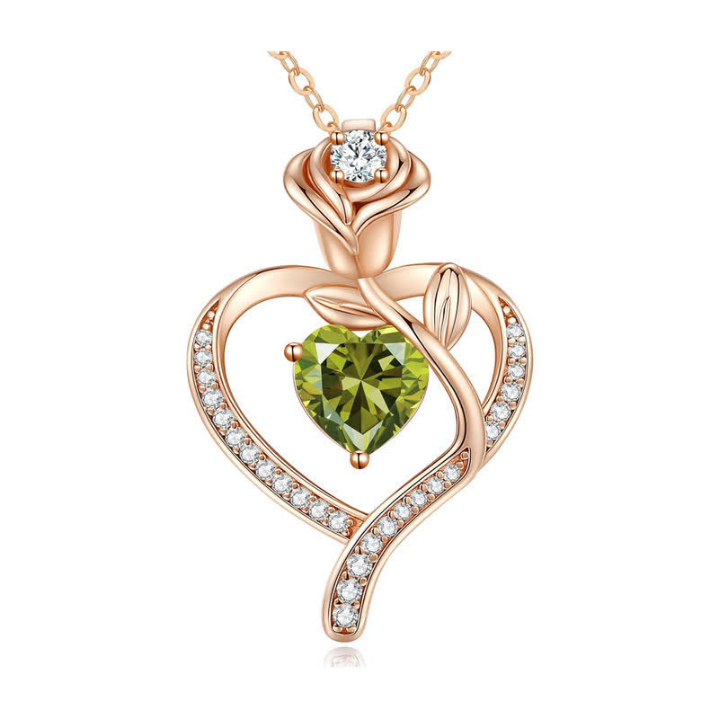 Olivenorma Rose Flower Love Heart Birthstone Gift Card Necklace - image 19