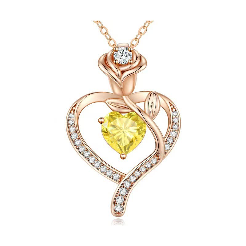 Olivenorma Rose Flower Love Heart Birthstone Gift Card Necklace - image 22