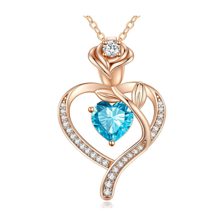 Olivenorma Rose Flower Love Heart Birthstone Gift Card Necklace - image 8