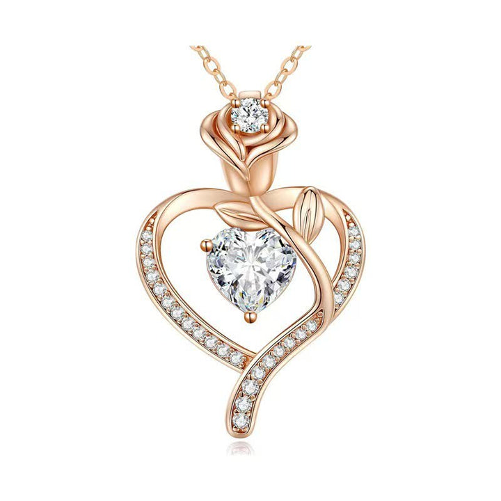 Olivenorma Rose Flower Love Heart Birthstone Gift Card Necklace - image 10