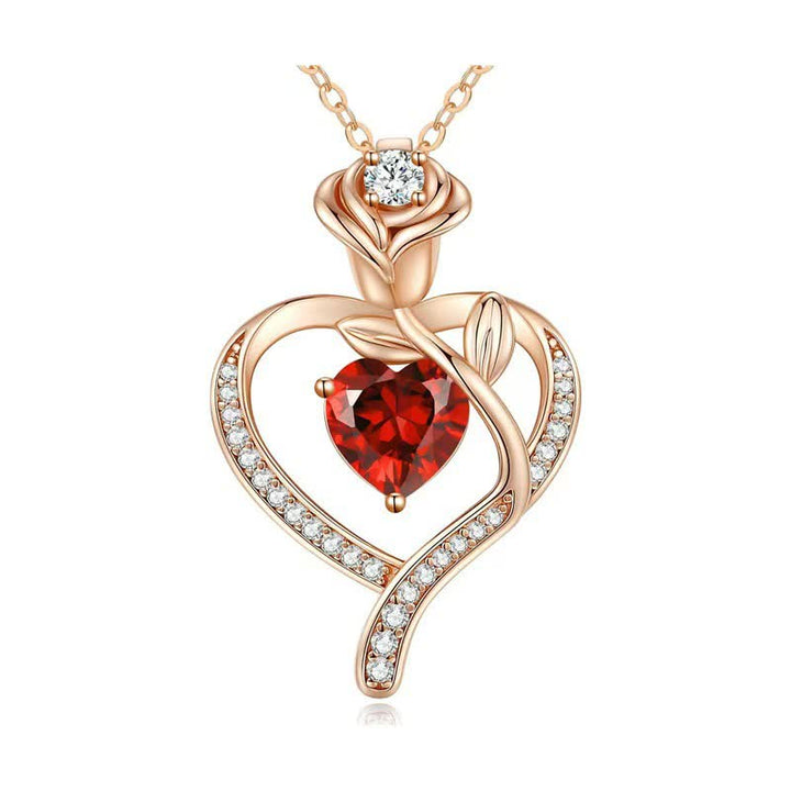 Olivenorma Rose Flower Love Heart Birthstone Gift Card Necklace - image 7