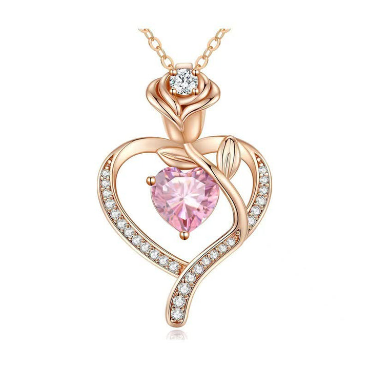 Olivenorma Rose Flower Love Heart Birthstone Gift Card Necklace - image 20
