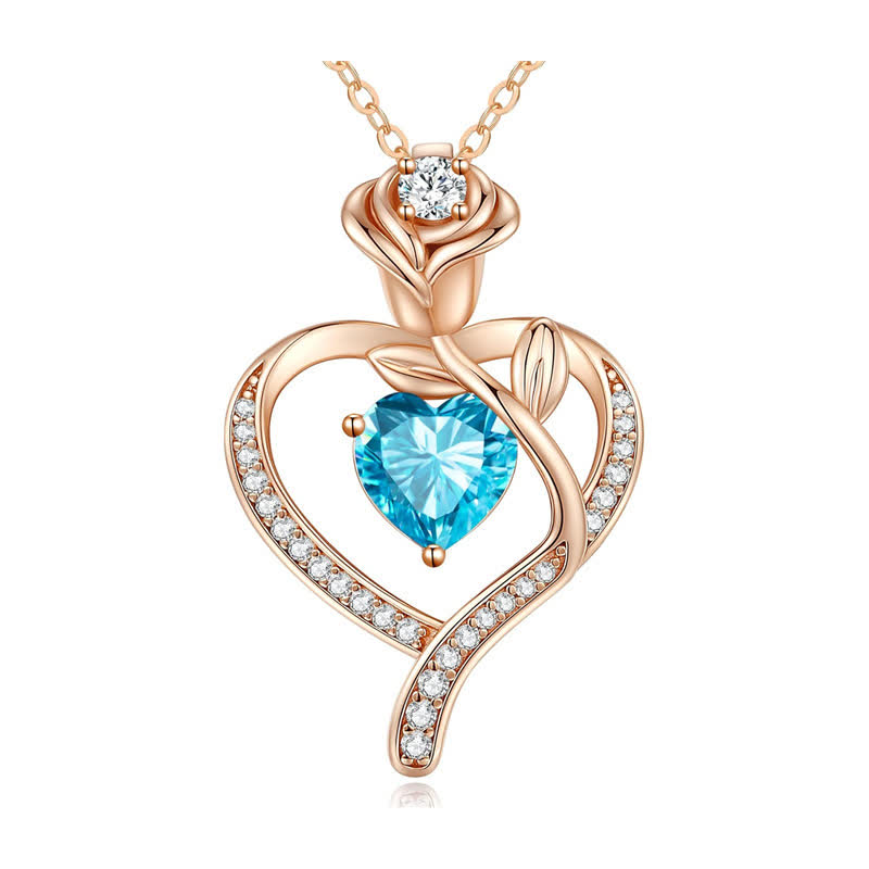 Olivenorma Rose Flower Love Heart Birthstone Gift Card Necklace - image 11