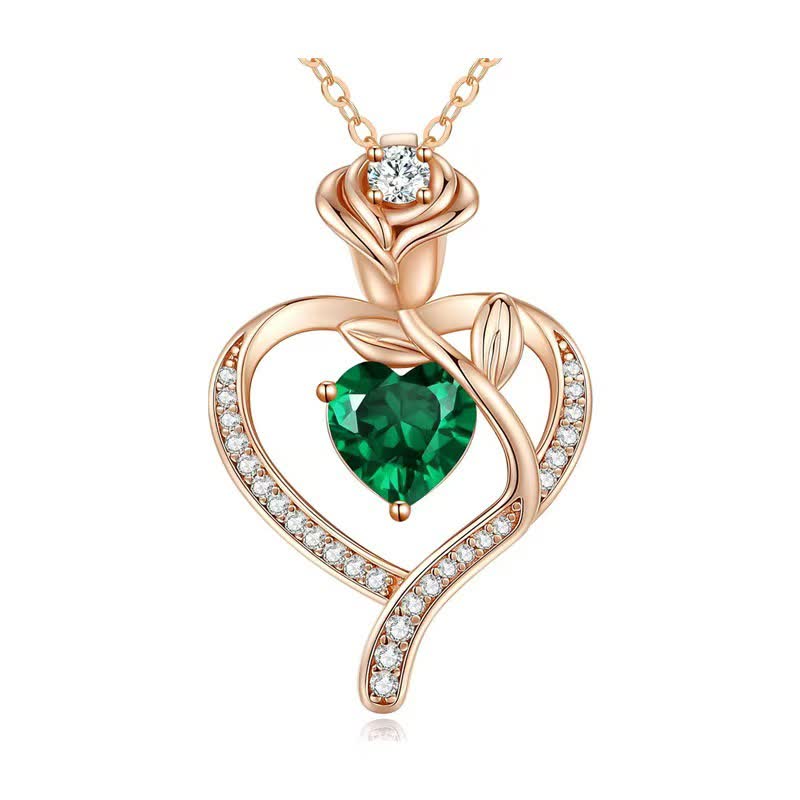 Olivenorma Rose Flower Love Heart Birthstone Gift Card Necklace - image 15