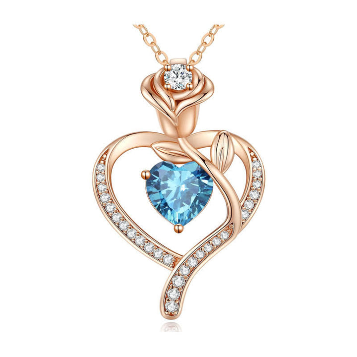 Olivenorma Rose Flower Love Heart Birthstone Gift Card Necklace - image 24