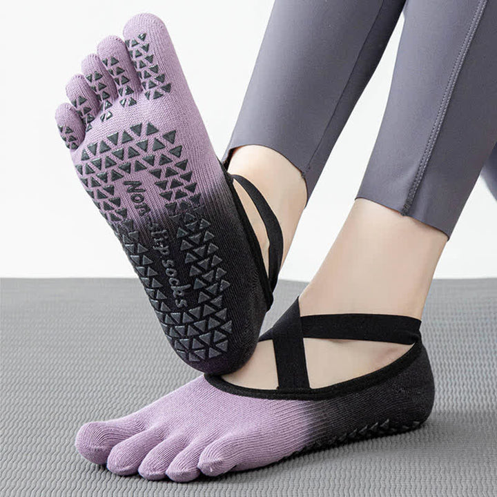 Olivenorma Five Toe Gradient Non-Slip Grips Straps Yoga Socks - image 17