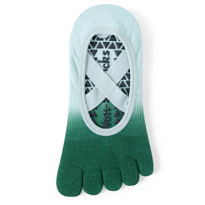 Olivenorma Five Toe Gradient Non-Slip Grips Straps Yoga Socks - Green & Blue - 8Pairs(Same color) - image 13