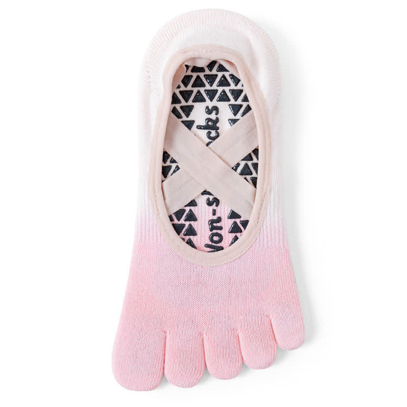 Olivenorma Gradient Five-Toe Non-Slip Yoga Socks for Women – Breathable Toe Separation Grip Pilates Barre Socks with Silicone Sole, Sweat-Wicking Fitness Socks - Pink & White - 10 Pairs - image 14