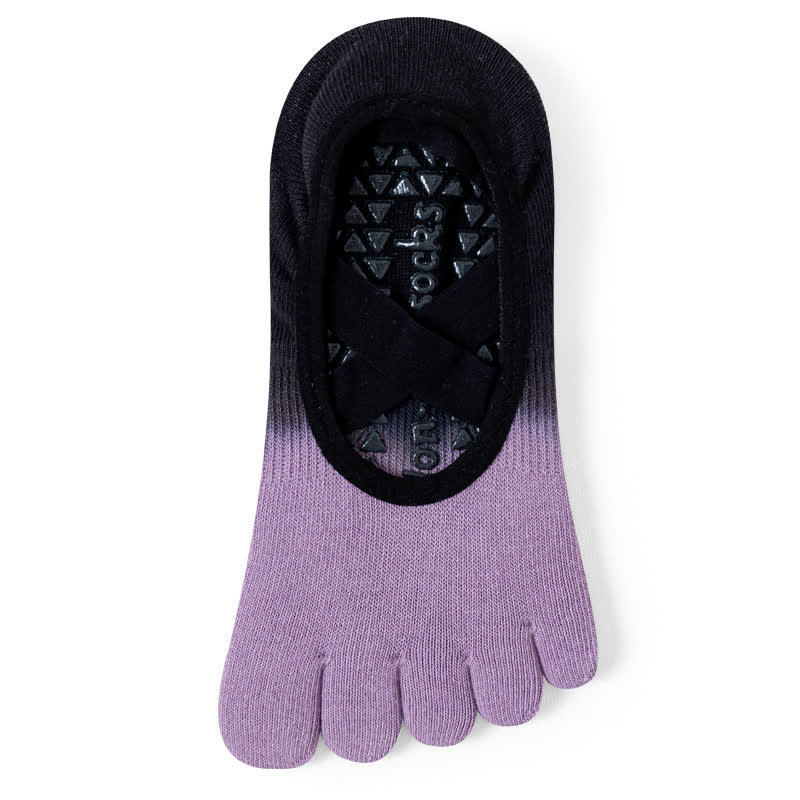 Olivenorma Five Toe Gradient Non-Slip Grips Straps Yoga Socks - Purple & Black - 8Pairs(Same color) - image 16
