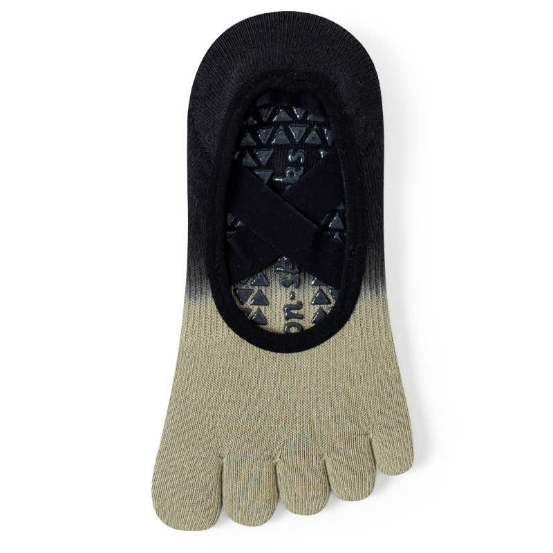 Olivenorma Five Toe Gradient Non-Slip Grips Straps Yoga Socks - Green & Black - 8Pairs(Same color) - image 9