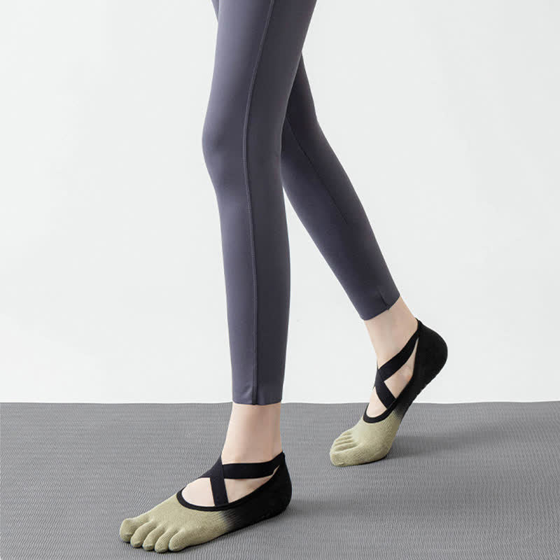 Olivenorma Five Toe Gradient Non-Slip Grips Straps Yoga Socks - image 10
