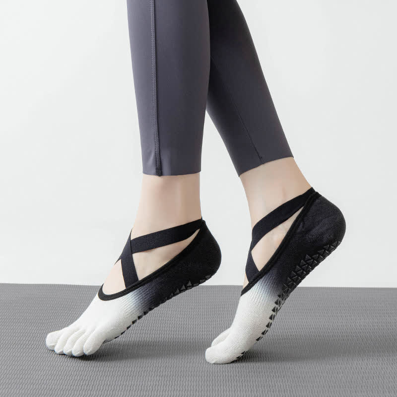 Olivenorma Five Toe Gradient Non-Slip Grips Straps Yoga Socks - image 5