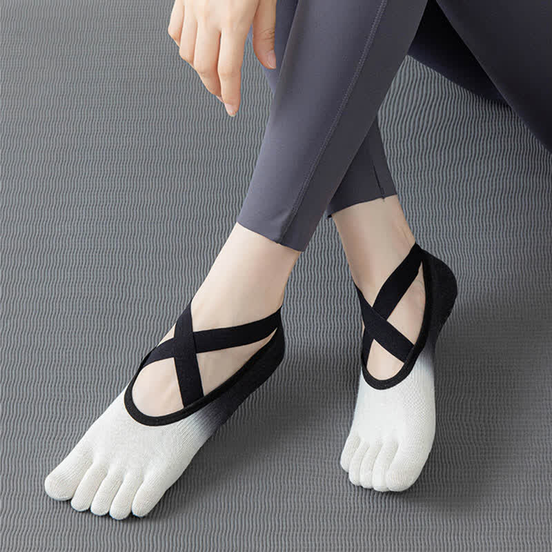 Olivenorma Gradient Five-Toe Non-Slip Yoga Socks for Women – Breathable Toe Separation Grip Pilates Barre Socks with Silicone Sole, Sweat-Wicking Fitness Socks - image 6