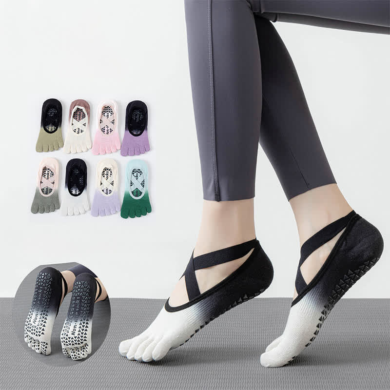 Olivenorma Gradient Five-Toe Non-Slip Yoga Socks for Women – Breathable Toe Separation Grip Pilates Barre Socks with Silicone Sole, Sweat-Wicking Fitness Socks - image 7