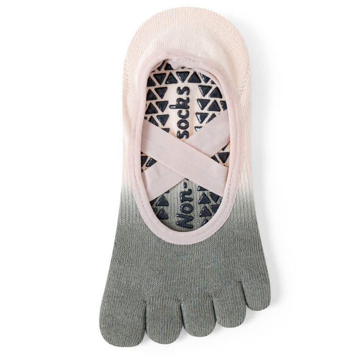 Olivenorma Five Toe Gradient Non-Slip Grips Straps Yoga Socks - Gray & Pink - 8Pairs(Same color) - image 12
