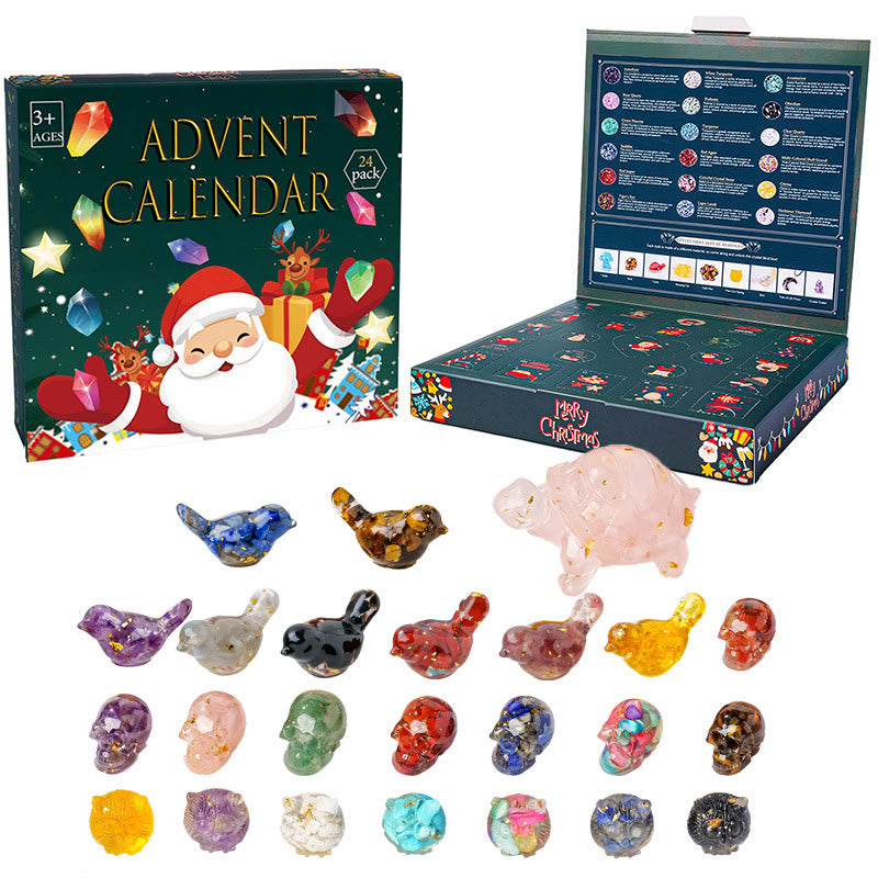 Olivenorma Green Resin Mystery Box 2025 Crystal Advent Calendar - Resin Bird + Turtle + Owl + Skull - image 1